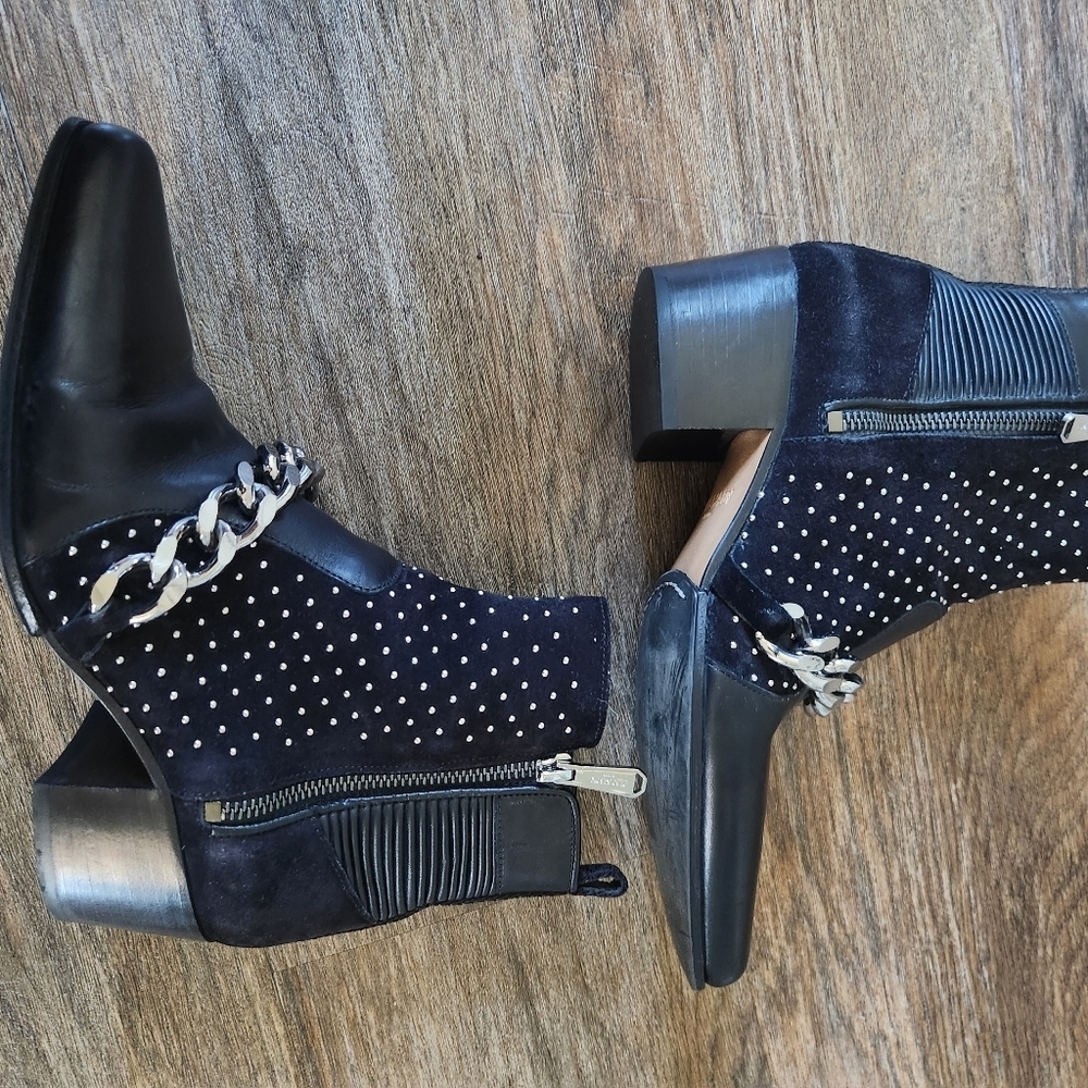 Balmain Paris Ella Studded Leather Ankle Boots w Chain Detail Black 37.5 us 7.5 - Picture 6 of 16